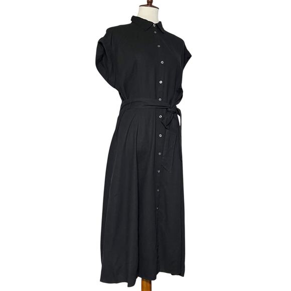 NWT‎ Gap Women’s Black Linen Blend Midi Dress Size Medium - Picture 4 of 11